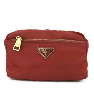 Pre-owned PRADA other Top Handle Bag Logo Plate Nylon Cosmetic Pouch Bag Red 11658332481/450206