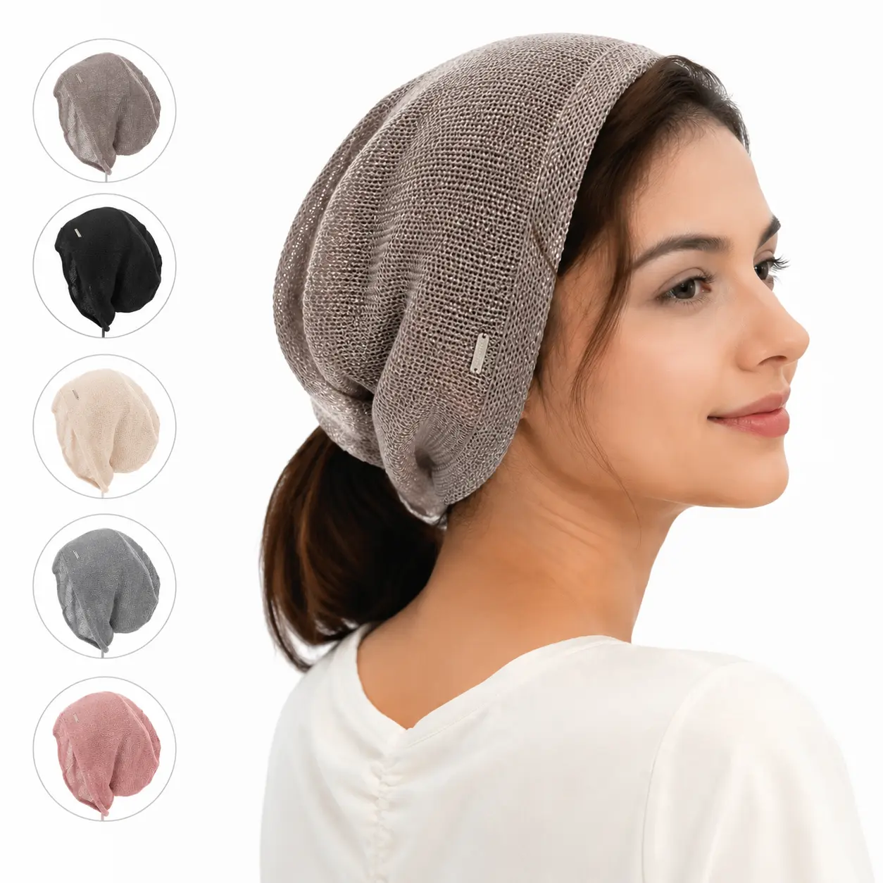 Women's Lightweight Breathable Mesh Beanie Hat, Soft Stretch Slouchy Knit Cap, Summer Cooling Head Cover for Women, UV Protection Sun Hat, Moisture Wicking Outdoor Hat for Travel, Beach, Running, Hiking, Workout & Daily Wear