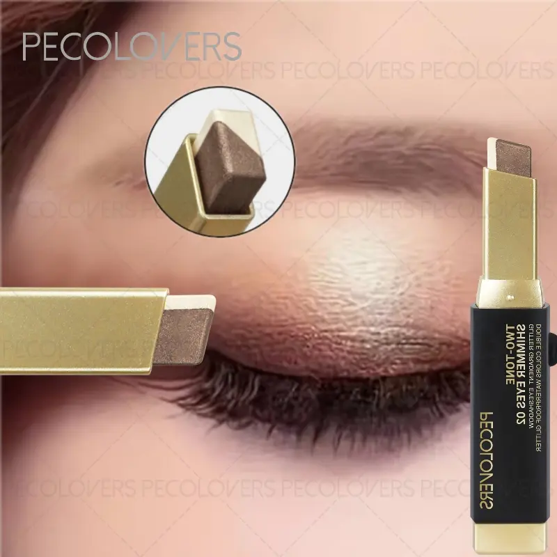 Shimmering Dual-Color Eyeshadow Palette,Eyeshadow Stick Highlight Shadow Stick,Long-Lasting Waterproof Eye Makeup, Glitter Beauty