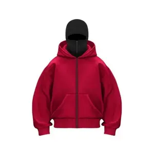Balaclava Jacket Zip Up Fashion Double Layer Hoodie Hip Hop Outerwear Jacket Y2K Clothing for Men and Women Menswear Sweatshirts quarter zip men