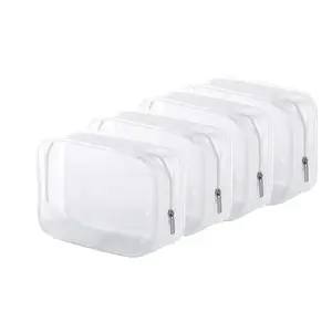 6/12pcs Clear Transparent PVC Zipper Waterproof Cosmetic Bag, Transparent Cosmetic Bags, Toiletry Carrying Wash Bag, Toothbrush Case, Portable Travel Makeup Organizer Storage Pouch