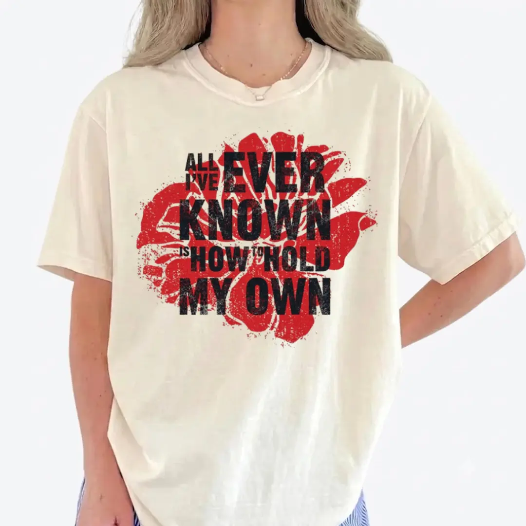 Vintage All I've Ever Known Is How To Hold My Own Shirt, Hadestown Book Lover Gift, Romance Unisex Cotton Graphic