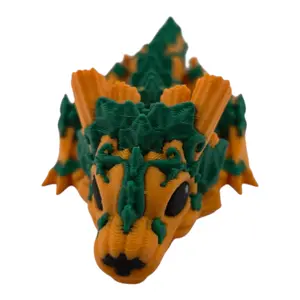 Halloween Dragon Figurine, 6 Inch Articulated Pumpkin Dragon, 3D Printed