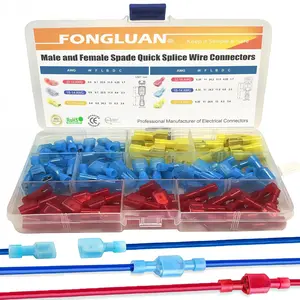 120pcs Male and Female Spade Connectors 24-10 Gauge Nylon Fully Insulated Wire Quick Disconnect Electrical Crimp Terminals Connector Assortment Set