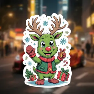 3PCS/SET Creative Reindeer Cartoon Stickers Holiday Decorations Car Waterproof Vinyl Motorcycle Bumper Decals Christmas Gift Decorations, Holiday Decorations Seasonal Gifts, Festive Designs, Fun Stickers, Weatherproof Stickers, Decorative Stickers