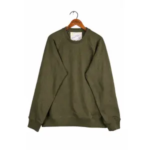Amagansett Beach Upcycled Terry Cotton Sweater - Olive Drab