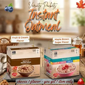 Single Serve Instant Oatmeal Pack, Assorted Sweet Flavors, Maple and Fruit Cream Mix, Quick Easy Breakfast, Multi Packet Box, Choose one of the two options