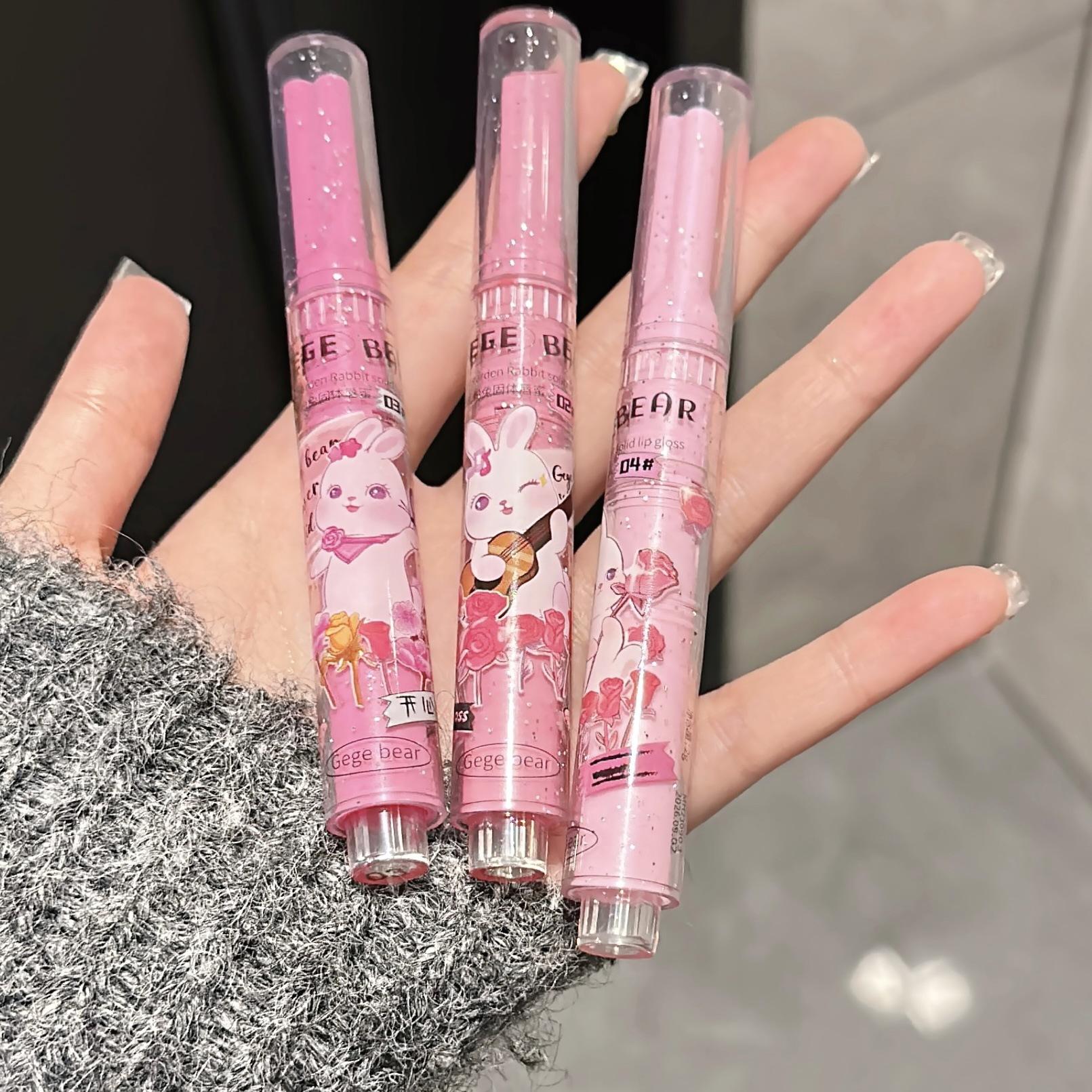 heart lip  3-Piece Garden Pink Lip Gift Set  Glassy Lip Gloss & Mirror Shine Lip Tint Lipstick Makeup Lightweight