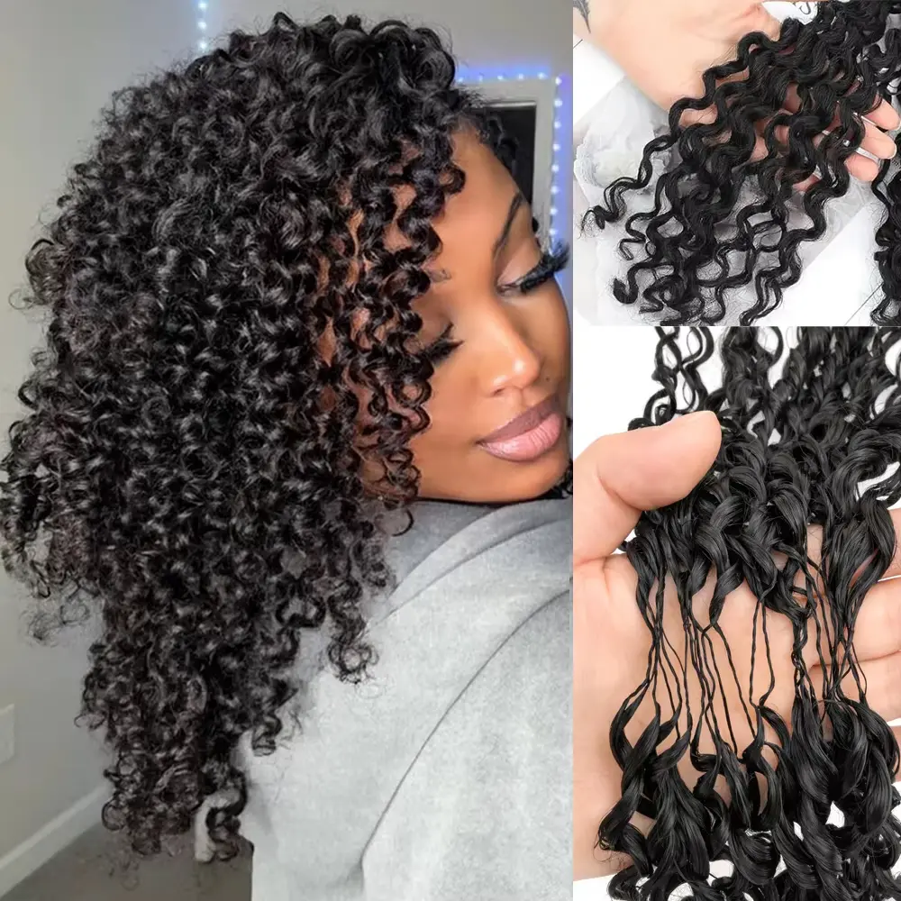 Bling Hair Burmese Curly Crochet Hair Pre-Separated Feather Crochet Human Hair Invisible Knotless Human Crochet Hair 14-22inch 3C 4A Raw Human Hair Reusable Lightweight Hair Extensions