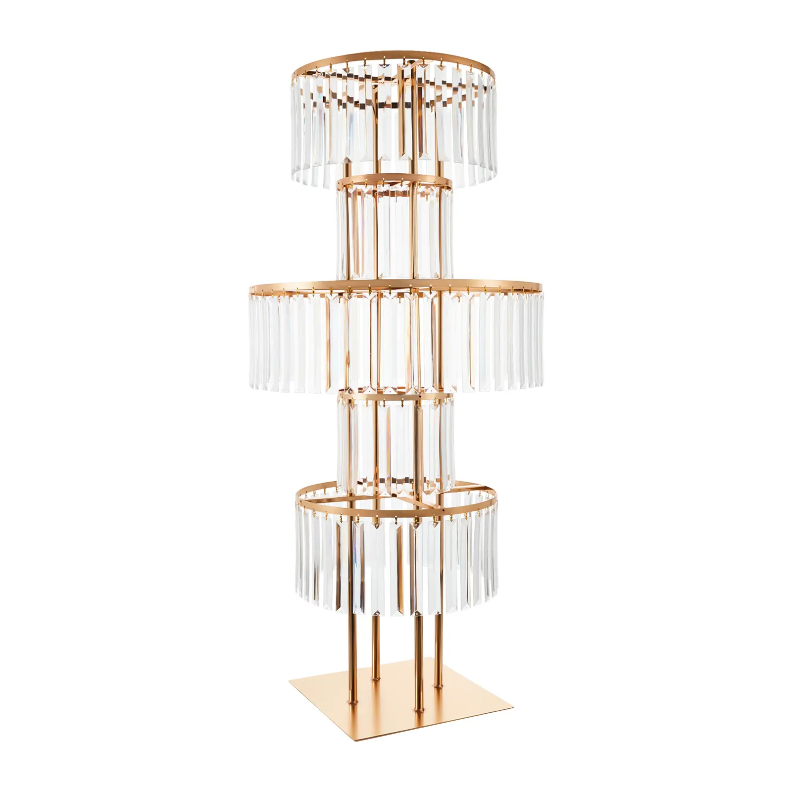 Gold Crystal-Clear Acrylic Flower Stands (2-Pack, 3-Tier) - 110cm Tall, 30×30cm Solid Base, 5kg Load Capacity, Heavy-Duty, Easy Install, Ornaments, DIY Centerpiece, Table Centerpiece, Party Decoration Supplies, Home Decor Accessories, Decorations Accessor