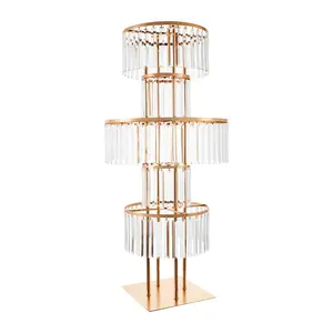 2 Pack 3 Tier Gold Acrylic Flower Stand 110cm Tall Heavy Duty 5kg Load Capacity for Wedding Garden Balcony Party Centerpiece