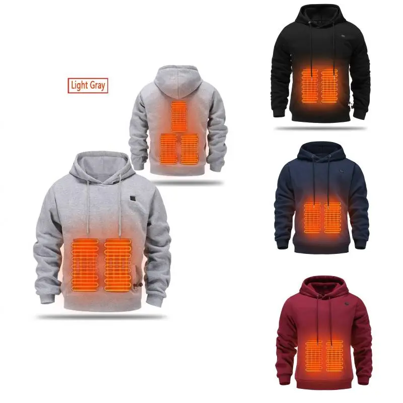 Men's Smart Heated Hoodie - USB Powered, 5-Zone Heating, 3-Speed Warmth for Winter(Power bank not included)