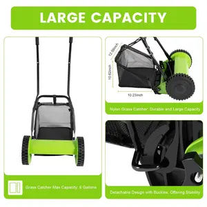 Manual Lawn Mower 11.81 Inch Cutting Width With Grass Catcher For Garden Yard Patio Lawn Maintenance