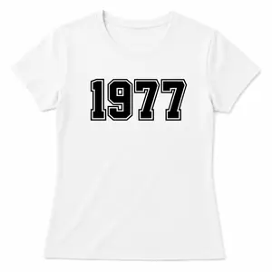 1977 Vintage Number Baby Tee, Retro Birth Year Graphic T-Shirt, Y2K Fitted Crop Top, Minimalist Aesthetic Streetwear Tee