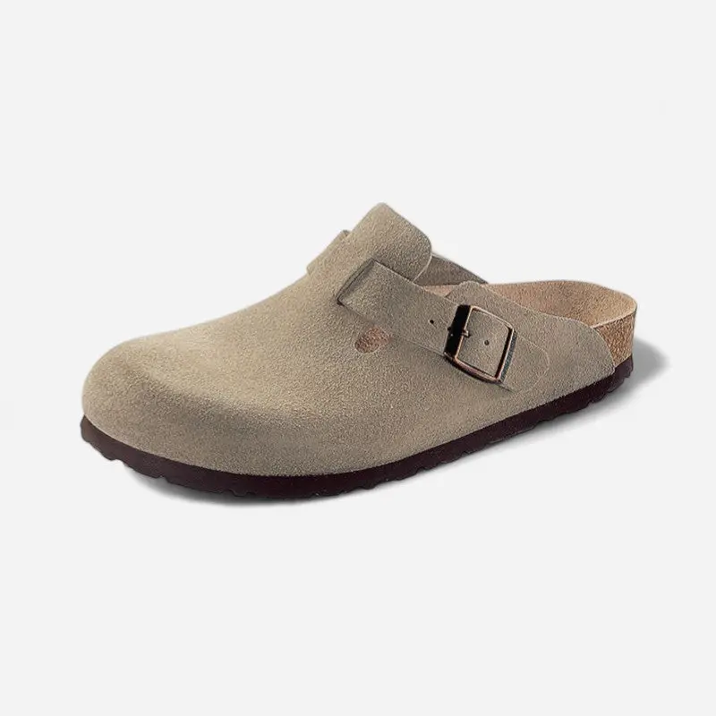 Boston Soft Footbed Taupe Suede Leather Narrow