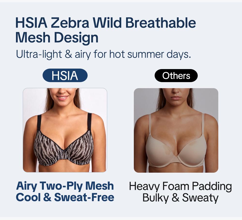 HSIA Zebra & Leopard Wild Print Curvy Plus Size Halter Top Bra Breathable SoftMesh No Padding Underwire Women Bra