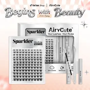 AIRYCUTE Velour Luxe Collection Sparkler False Lashes - Squirrel Lashes | DD Curl, Soft Wispy Lightweight Cosmetic Lashes for Everyday Wear, Beginner-Friendly Clean Girl DIY Clusters #SummerVibes