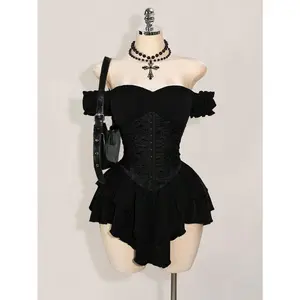 Women's White Ruched Jacquard Waist Tie Splice Ruffle Trim Off Shoulder Layered Ruffle Hem A-Line Chiffon Mini Dress, Elegant For Party & Casual,Party Dresses For Women