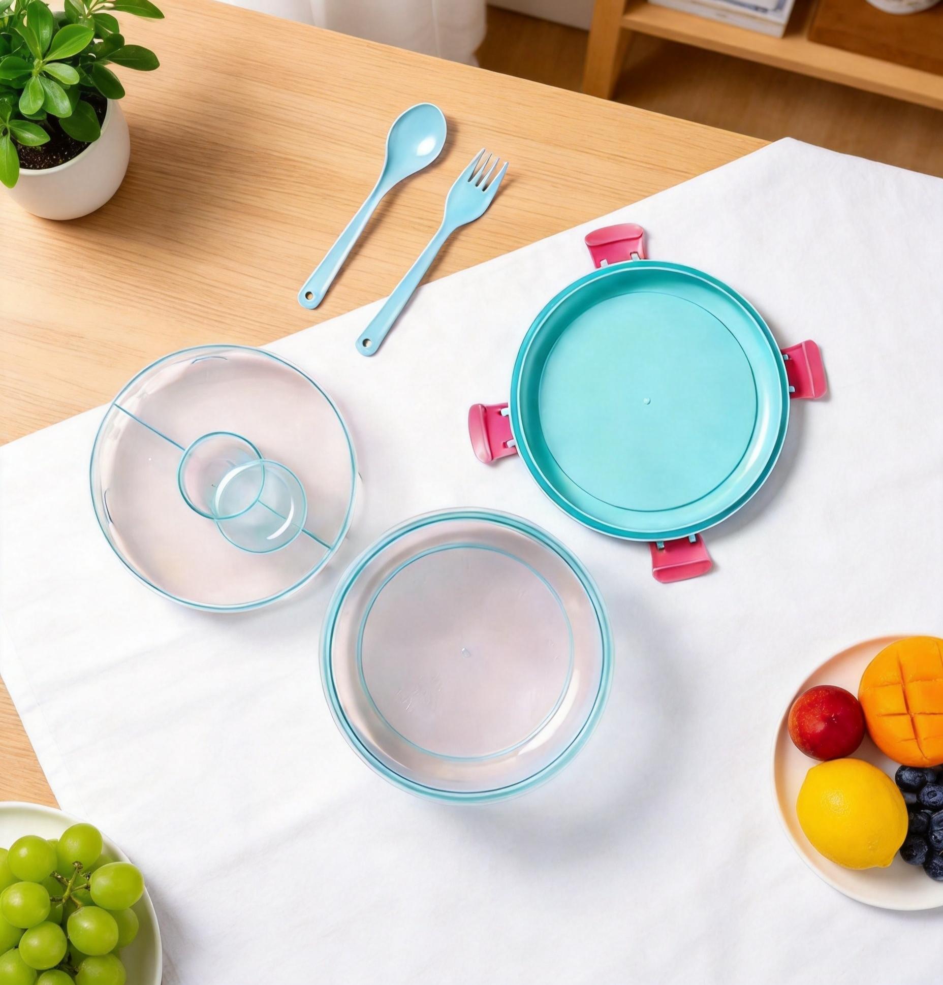 MINISO Barbie Sunshine Glow Series Large Salad Bowl (Mixed Colors),Quick And Easy Multi-Use,Bento Box Tray,Leak-Proof, Container,Sealed Lid Tableware #Summervibes