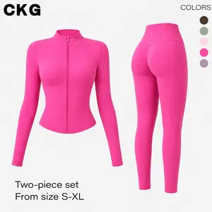 Women’s Seamless 2-Piece Yoga Set – Ice-Cool Buttery Soft Zip-Up Jacket & High Waist No Seam Leggings, Sculpting Compression Activewear with 4-Way Stretch, Quick-Dry Comfort for Gym, Pilates & Daily Wear | Graceful, Comfortable & Skin-Friendly Fit