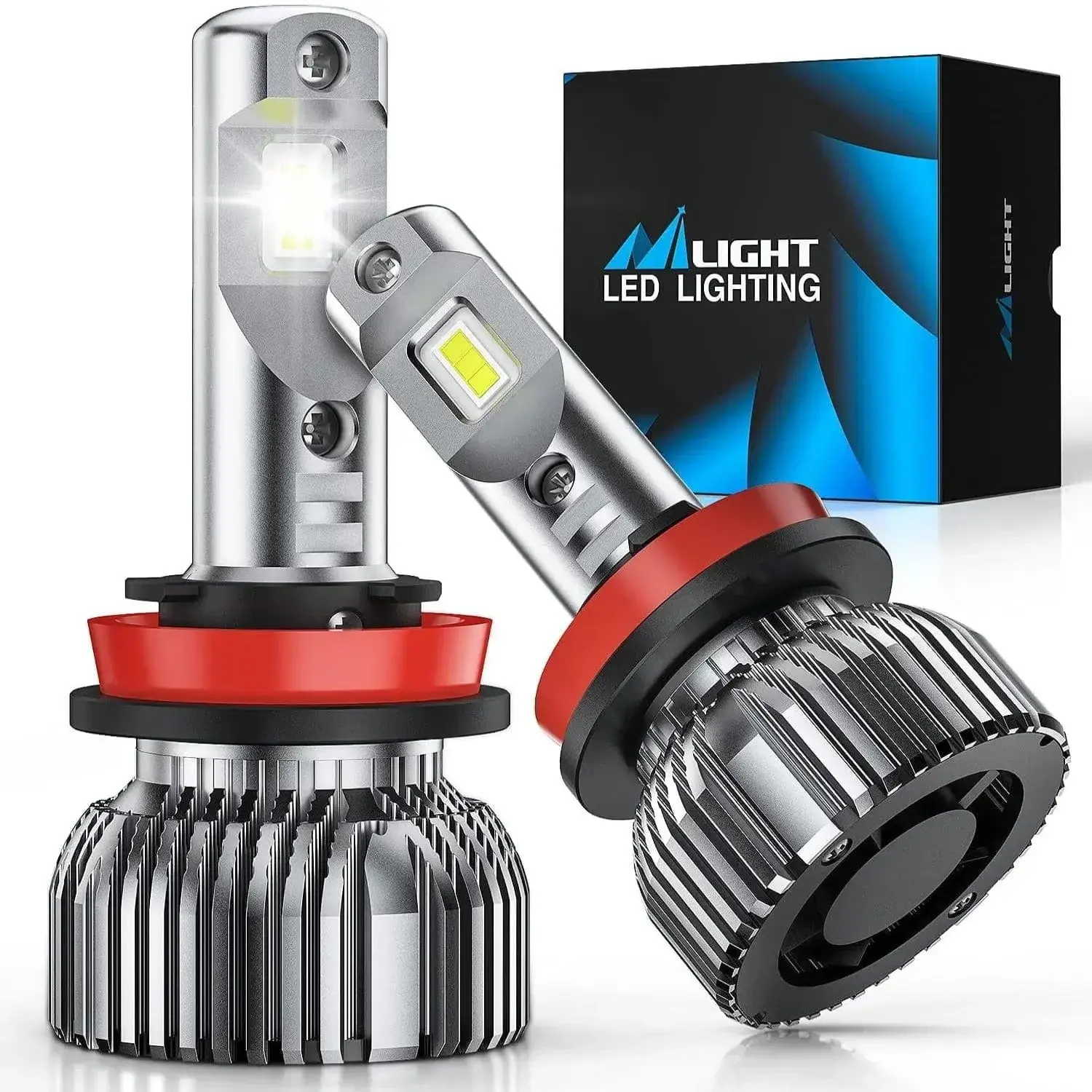 Nilight H11/H9/H8 LED Headlight Bulbs E30 Series 70W 14000LM 6500K IP67 | 2 BULBS, Aluminum Body, Direct Install
