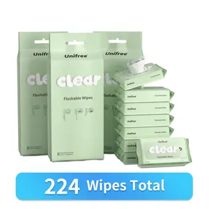Unifree Flushable Toilet Wipes, Mini Travel Friendly Pack, Gentle Flower Scented Clean Wipes Set, Septic & Sewer Safe Home Care Essentials, memorial day