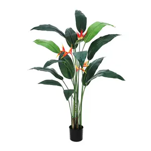 【Christmas Gift】Artificial Bird of Paradise Plant, Fake Palm Tree with 17 Artificial Leaves for Indoor Outdoor, Modern Decorative Artificial Plant for Home Office Perfect Housewarming Gift 7FT With Flower Box Fruit Nursery Pot Rubber Silk Ornaments
