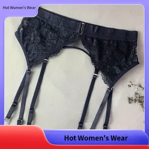 【Hot Women's Wear】New Arrival Hollow Lace Mesh Stockings Garter Belt French Embroidery Anti-Slip Stocking Holder Back Bow Closure Waist Band High Elasticity Translucent Nylon Stocking Holder Sexy Pure Style
