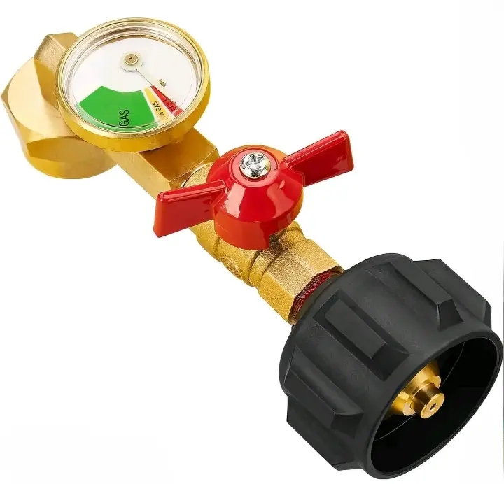 Propane Refill Adapter with Valve & Gauge, Fill 1-Pound Bottles from 20lb Tank, Fits QCC1 / Type1 Propane Tank and 1 lb Throwaway Disposable Cylinder Propane Bottle Connector Parts, Men Gifts