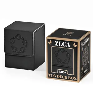 Two for One Card Deck Box for MTG, Fits 100+ Single Sleeved Cards, PU Leather Strong Magnet Card Deck Case for Magic Commander TCG Cards