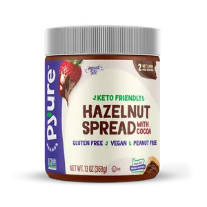 Pyure Hazelnut Spread - Keto-Friendly, Low Sugar, Vegan, Peanut-Free Chocolatey Goodness