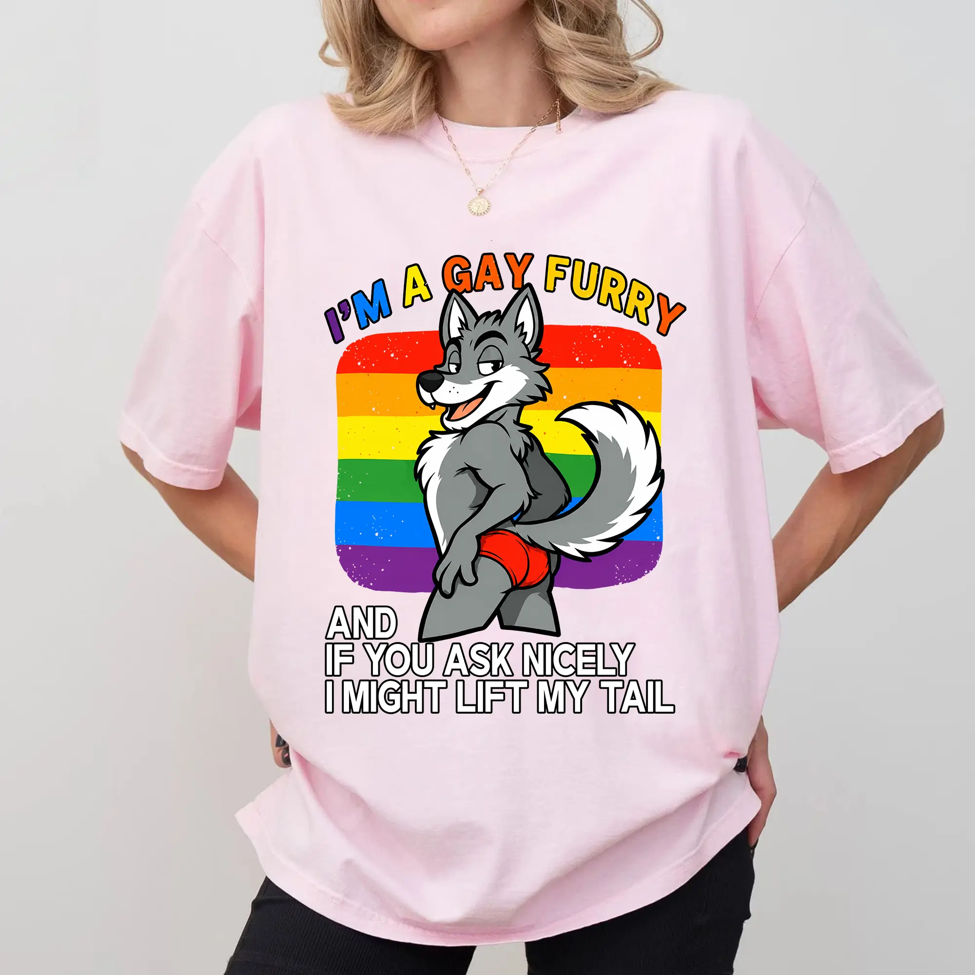 I'm A Gay Furry Shirt, Funny Furry Fandom T-Shirt, Gay Pride Rainbow Tee, Cute Wolf Anthro Shirt, LGBTQ Pride Month Apparel, Sassy Furry Gift