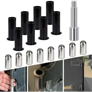 Door Pin Guides + Door Hinge Liners + Door Bushing Removal Tool Compatible with Jeep Wrangler JK JKU JL JLU Sports Sahara Freedom Unlimited Gladiator 2/4-Door 2007-2024 Stainless Steel (17 PCS)