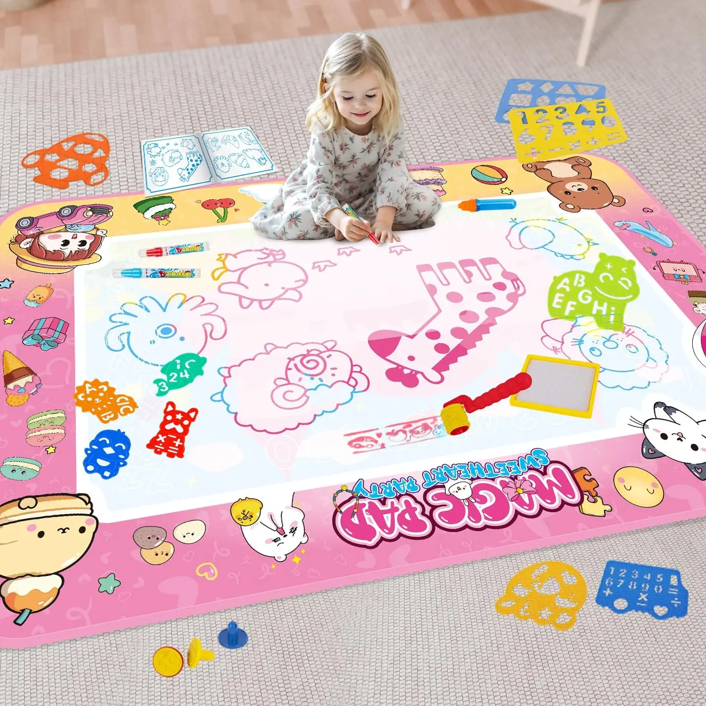 Cartoon Animal Pattern Water Painting Mat, 1 Set Creative DIY Painting Pad, Educational Arts and Crafts Supplies for Teenager