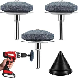3 Pieces Lawnmower Blade Sharpener, Universal Multi-Sharp Rotary Lawn Mower Blade Sharpener with Balancer for Any Power Hand Drill,high Temperature Resistance and Hardness