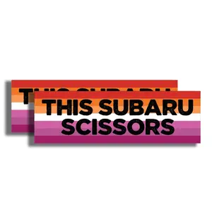 This Subaru Scissors Sticker - Lesbian Pride Flag LGBTQ Meme - 10 Inch 2 Pack Bumper Stickers Car Truck - Funny Joke Meme Locker Toolbox Decor - EPLS0118