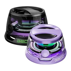 2X Magnetic Mini Bluetooth Speaker, G200 5W mini Speakers Wireless with Bluetooth 5.3, RGB Light, Game Mode, 7H Playtime, Portable Phone Stand for iPhone, Travel, Golf Cart - Black/Purple