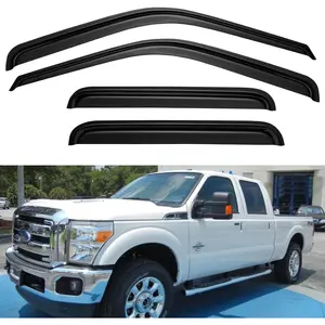 Window Visors Rain Guards for 1999-2016 Ford F250 F350 F450 F550 Super Duty, Out-Channel Window Vent Wind Deflectors Visors Shades for 99-16 F-250 F-350 F-450 F-550 SuperCrew Cab laser car windshield sun shade sticker