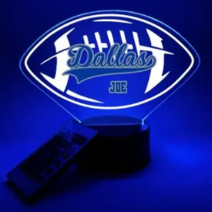Dallas Football, UV Printed, Personalized, Multi-Color Light Up Acrylic Display, Desk, Den, Man cave, Room, Gift Décor, For Boyfriend, Girlfriend, Him, Her, Kid Friendly, Birthday, Anniversary, Christmas, Wedding, Favorite