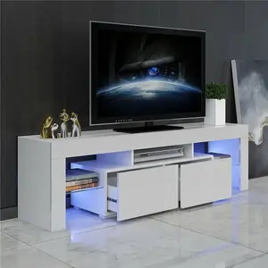 High Gloss TV Stand Cabinet Unit w/ LED Light Entertainment Center for 60" TV