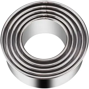 5 Pieces Cookie Cutters Set, Stainless Steel Circle Round Cookie Cutters in Graduated Sizes Shape Molds For Pastries,Doughs,Doughnuts