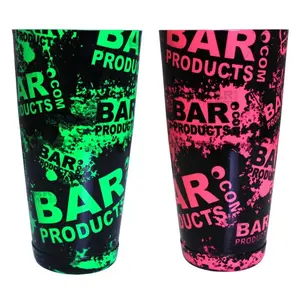 Stainless Steel Cocktail Shaker Tin - 28oz Weighted, Printed Designer Series - NEON Grungy BPC Logo