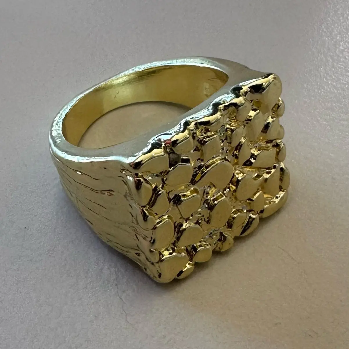 Gold Plated Nugget Ring - Available in Sizes 6-13, Eye-Catching Marquise Design, Durable Gold Plating, Perfect for Gift or Self-Treat