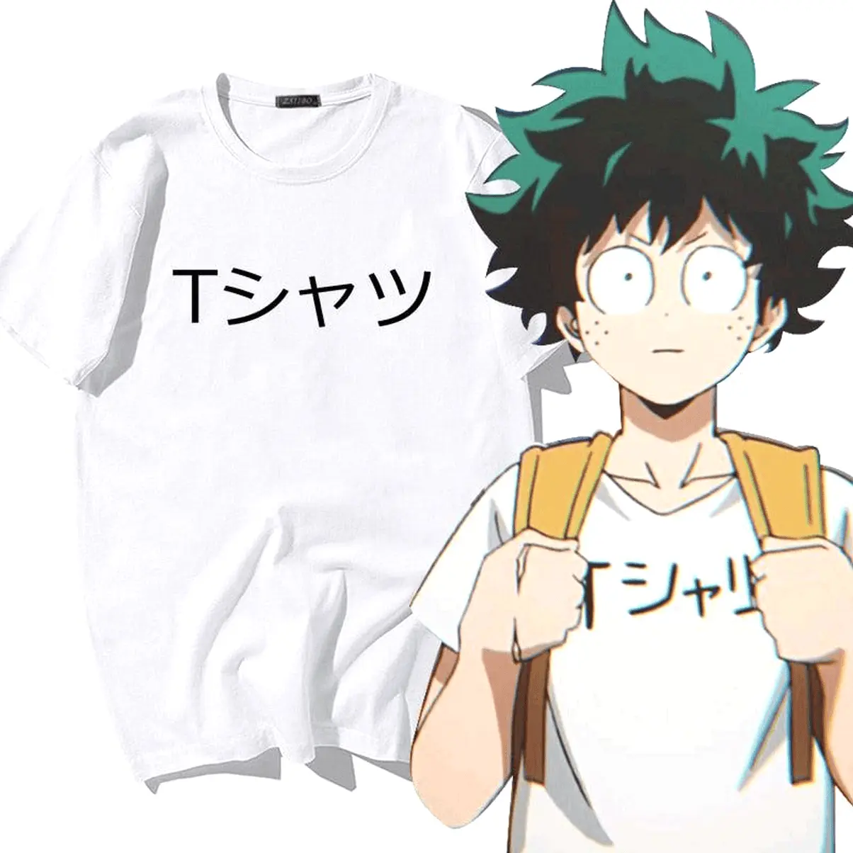 Gildan Unisex Midoriya Izuku Deku Anime Graphic Print Tee, Casual Shortsleeve Cotton Gift for Fans, Fabric, Tshirt, Halloween, Sister, Thanksgiving, Athletic Wear, Valentines Day, Relaxed Fit