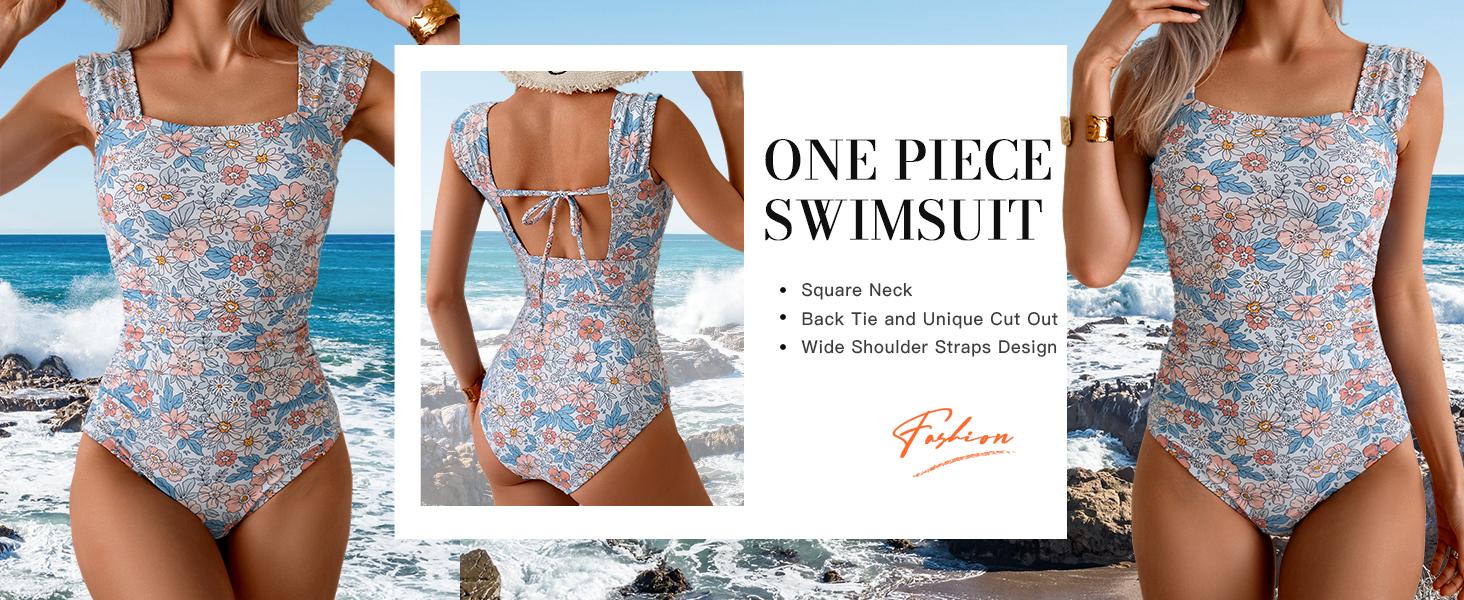 B2prity Womens One Piece Swimsuit Retro Square Neck Tummy Control Bathing Suits Ruched Modest Full Coverage Swimwear B2prity Womens One Piece Swimsuit Retro Square Neck Tummy Control Bathing Suits Ruched Modest Full Coverage Swimwear