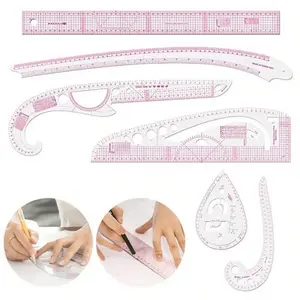 6-Piece Acrylic Sewing and Quilting Size Set, Soft Transparent Measuring Tools for Cutting and DIY Projects, Handmade Accessories