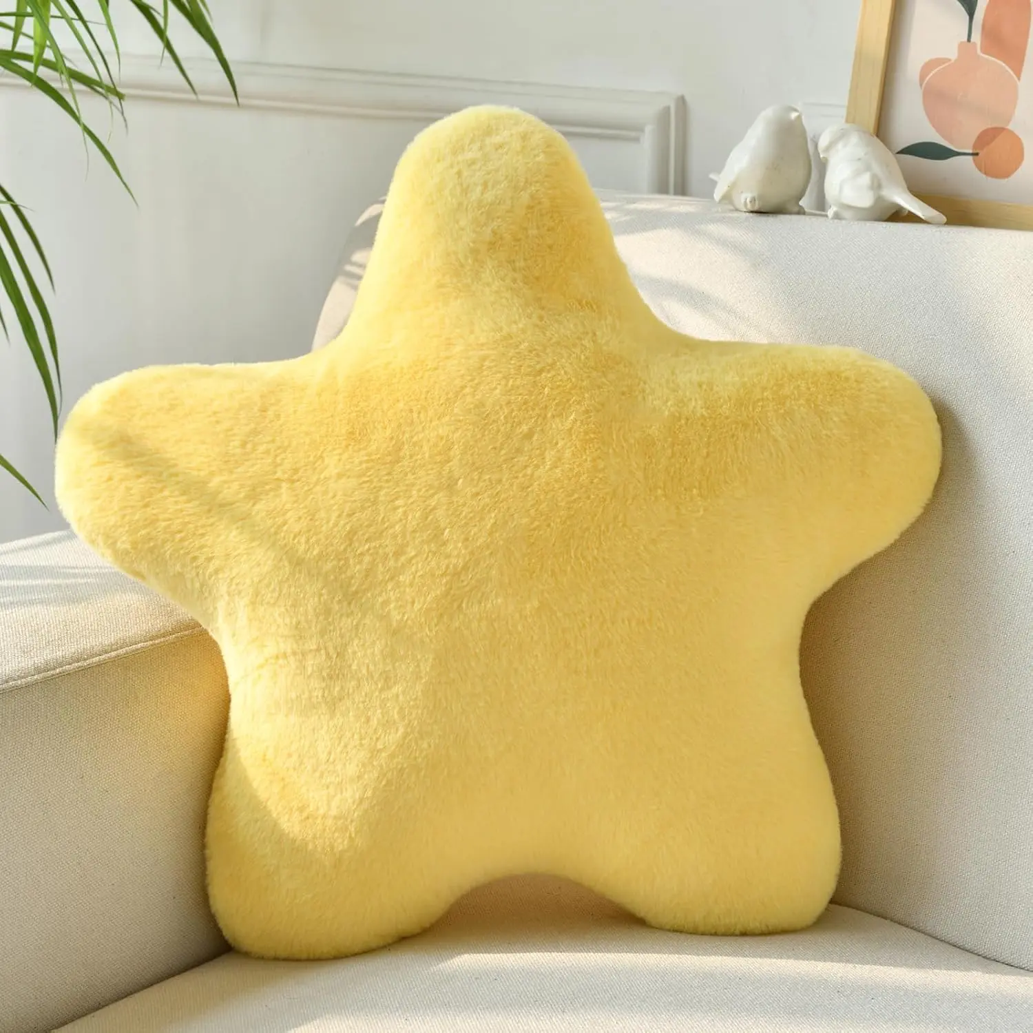 Pillow, Decorative Throw Pillows for Bed Couch, 15"  Shaped Pillow Plush Floor Cushions Room Decor Pillow with Soft Faux   for Sofa Bedroom Living Room