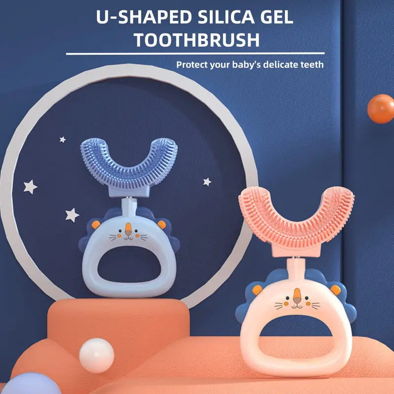 Baby Oral Care U-Shaped Manual Toothbrush - Soft Food-Grade Silicone Gentle Bristles, Gentle Teeth Cleaning, Protects Sensitive Gums, Encourages Good Brushing Habits