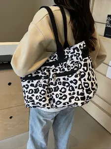 Large Capacity Leopard Print Storage Commuter Tote Bag for Women, New Casual Versatile Ladies Shoulder Crossbody Bag, Mommy Handbag for Daily Use