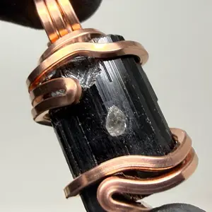 Superb Black Tourmaline Wand Copper PENDANT Artisan Crafted Design 999 Cu